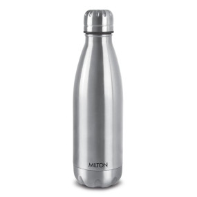 Milton Duo DLX 1000 Thermosteel Water Bottle 1 LTR, 24 Hr Hot and Cold I Leak Proof Lid, ISI Certified I Vacuum Insulated I for Office, Gym, School I Silver