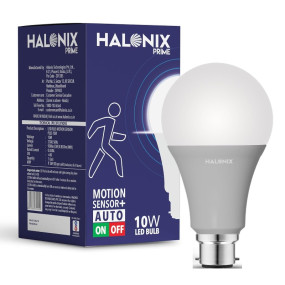 Halonix 10W Radar Motion Sensor B22D Led Bulb, Auto On-Auto Off, Pack Of 1, White