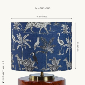Dreamy Walls 10.5? Drum Lamp Shade for Bedroom, Living Room | Handcrafted Printed Faux Silk Replacement Lampshade Only | E27 Holder | Easy Assembly, 10.5x8.5 Inches, Savanna Blues Shade