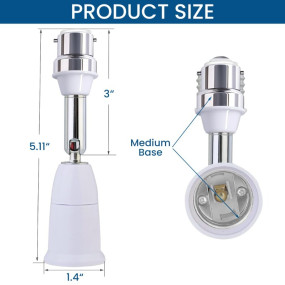 ELEPHANTBOAT? 2 Pcs B22 to E27 Light Socket Converter Extender, Flexible 360? Rotatable Adapter for B22 to E27 Bulb, Bulb Lamp Holder Extender Holder Socket Fit for LED, CFL