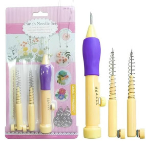 Gemsy Punch Needle Set for Embroidery with 3 Needles & Threaders ? Adjustable Embroidery Pen ? DIY Needlework Tool Kit for Dimensional, Ribbon, Satin Stitch, and Loop Embroidery