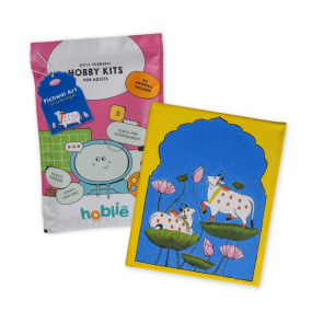 Hoblie Pichwai Painting Kit for Adults & Kids | Traditional Indian Folk Art DIY Kit with Pre-Printed Canvas, Acrylic Paints, Brushes & Guide | Ideal Gift for Sister, Art Lovers & Beginners