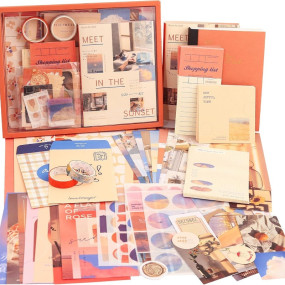 RANDEN 346-Piece Vintage Sunset Scrapbooking Kit ? Aesthetic Paper Stickers, Journaling Supplies, Art Crafts, Collage Materials, Multicolor (Sunset)