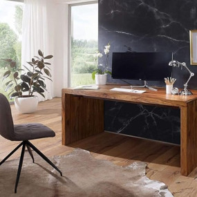 WoodMarwar Solid Wood Study Desk Table for Adults | Writing Laptop Computer Table Without Storage for Home and Office | Natural Teak