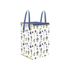 PrettyKrafts L1113 Laundry Basket for Clothes, Toy Storage Box with Lid & Handles, Toy Storage Box, 75 LTR,Mushroom Print,White, Set of 1