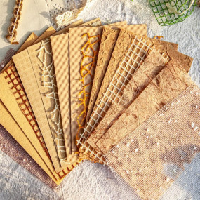HASTHIP? 16Pcs Textured Scrapbook Paper, 10x14cm Scrapbooking Materials Paper for Journaling, Card Making & DIY Crafts, Perfect Gift for Craft Lovers, Brown